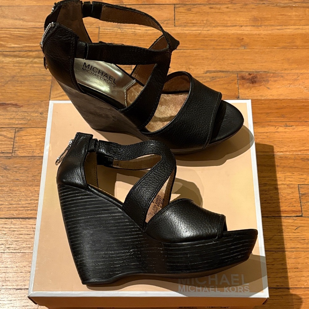 Michael Kors Elegant Black Wedge Sandals